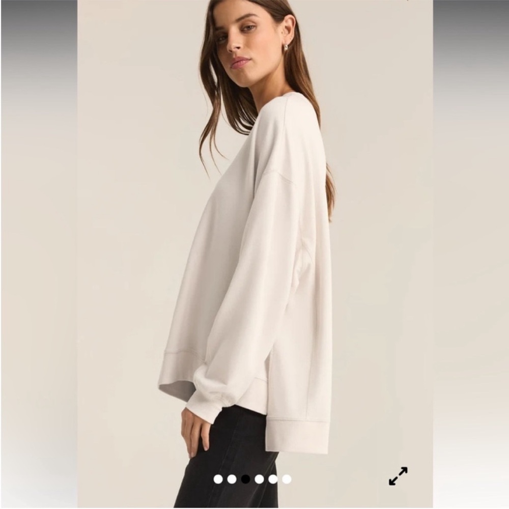 Z Supply Oversized Crewneck Sweater in Light Cream